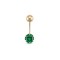 9ct Yellow Gold Emerald Green Cubic Zirconia Belly Bar