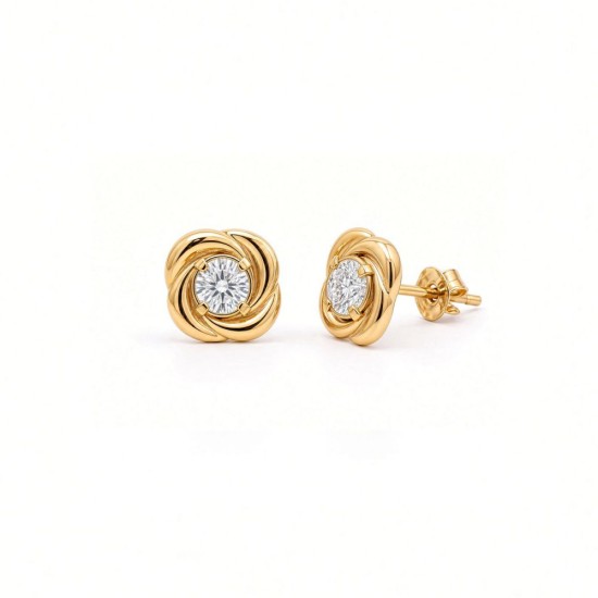 9ct Yellow Gold Cubic Zirconia Knot Stud Earrings