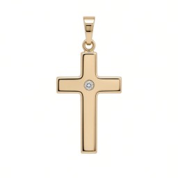 9ct Yellow Gold Cubic Zirconia Set Cross Pendant