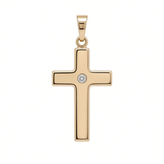 9ct Yellow Gold Cubic Zirconia Set Cross Pendant