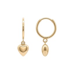 9ct Yellow Gold Hinged Hoop Earrings With Puffed Heart Drop