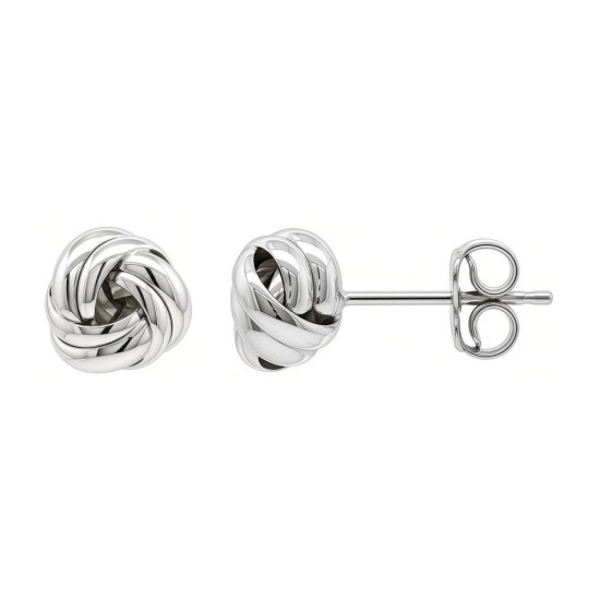 9ct White Gold Knot Stud Earrings