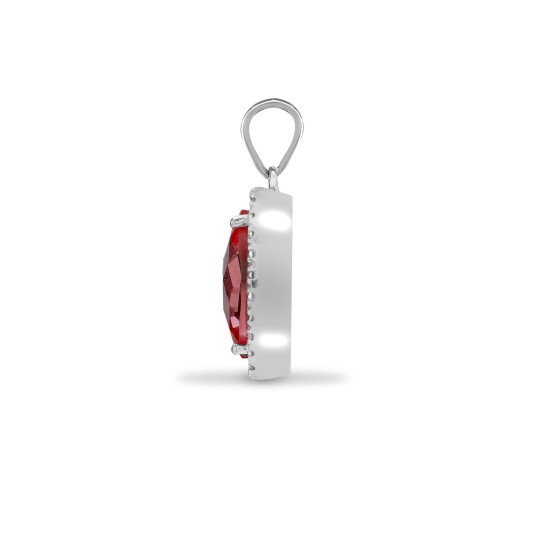 18ct White Gold Natural Diamond And Garnet Pendant