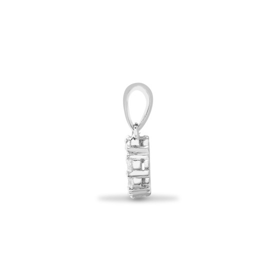 18ct White 0.30ct Round & Princess Cut Natural Diamond Pendant