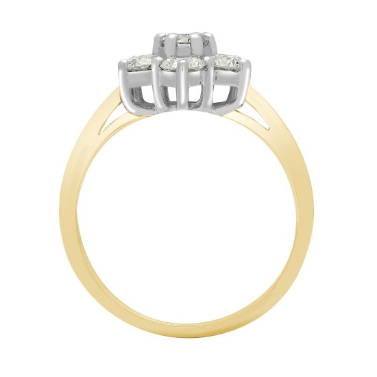 18ct Yellow/White 1.50ct Natural Diamond 7 Stone Cluster Ring