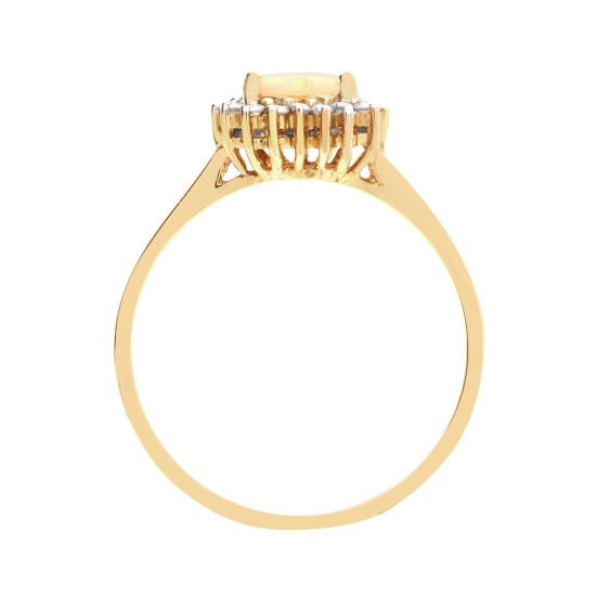 18ct Yellow Gold Natural Diamond And Opal Heart Shaped Ring