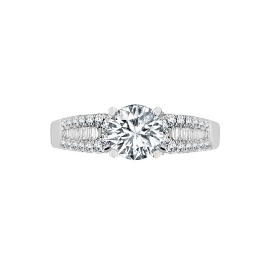 18ct White Gold 42pt Semi Set Natural Diamond Ring Mount. Fits 1.00ct