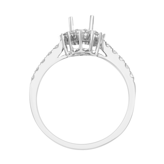18ct White Gold 50pt Semi Set Natural Diamond Ring Mount.Fits7x5.5mm