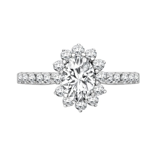 18ct White Gold 50pt Semi Set Natural Diamond Ring Mount.Fits7x5.5mm