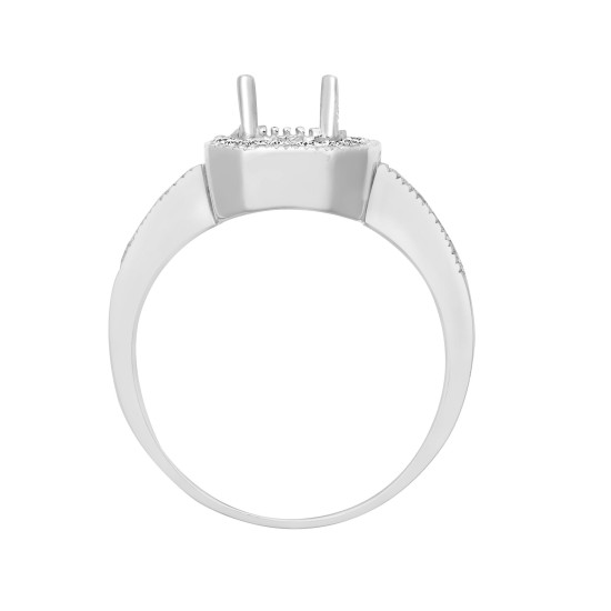 18ct White Gold 43pt Semi Set Natural Diamond Ring Mount. Fits 9x7mm