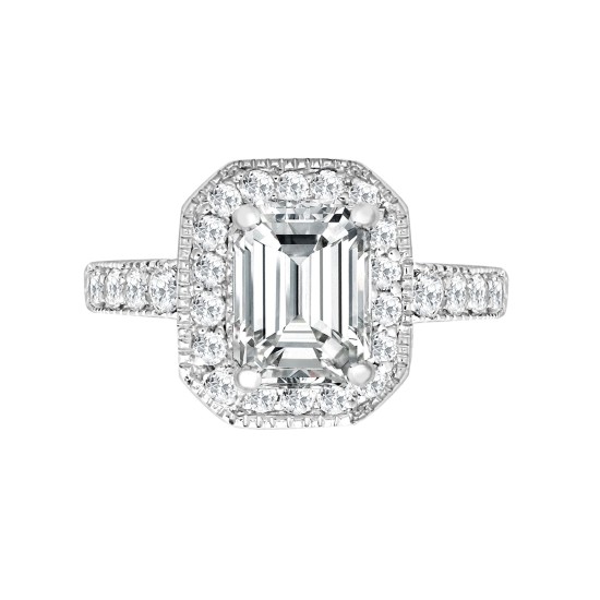 18ct White Gold 43pt Semi Set Natural Diamond Ring Mount. Fits 9x7mm