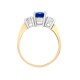 18ct Yellow Gold 3 Stone Natural Diamond And Sapphire Ring