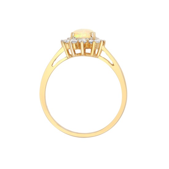 18ct Yellow Gold Natural Diamond And Opal Ring