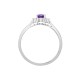 18ct White Gold Natural Diamond And Amethyst And 3 Stone Ring