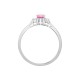 18ct White Gold Natural Diamond And Pink Sapphire And 3 Stone Ring