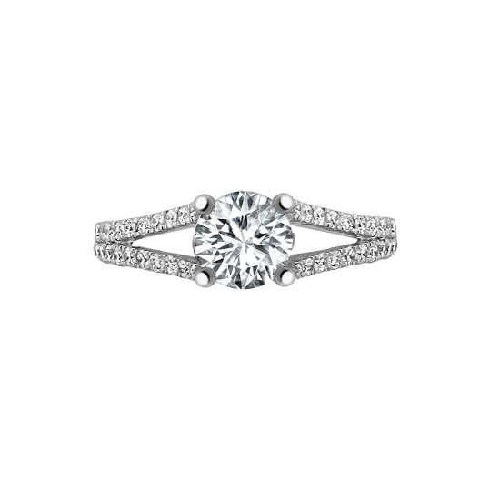 18ct White 0.37ct Natural Diamond Semi Set Ring - Holds 1.00ct