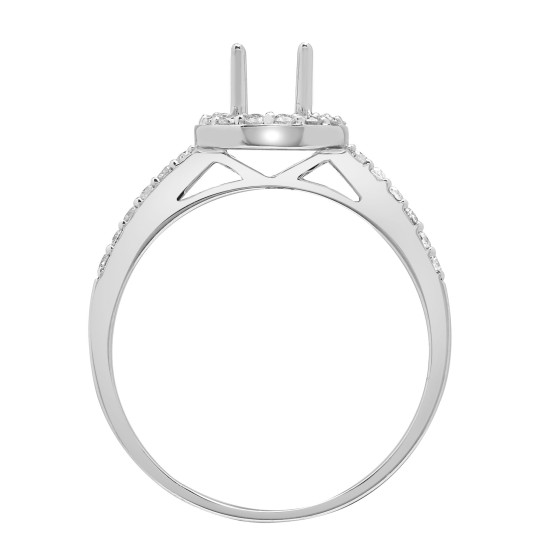18ct White 0.26ct Natural Diamond Semi Set Halo Ring - Holds 0.75ct