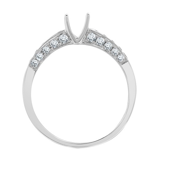 18ct White 0.52ct Natural Diamond Semi Set Ring - Holds 0.50ct