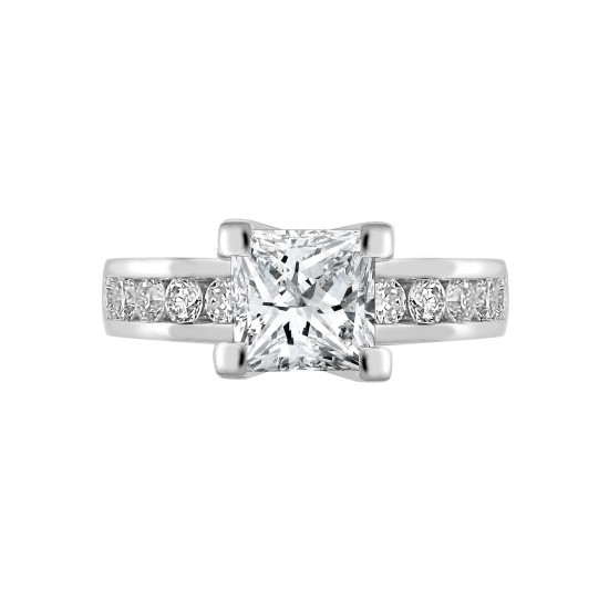 18ct White 0.35ct Natural Diamond Semi Set Ring - Holds 0.75ct