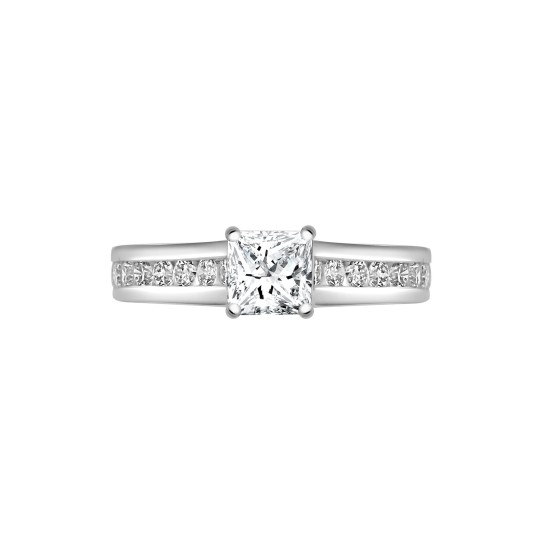 18ct White 0.50ct Natural Diamond Semi Set Ring - Holds 0.75ct