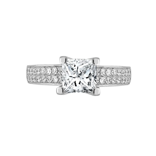 18ct White 0.43ct Natural Diamond Semi Set Ring - Holds 0.50ct