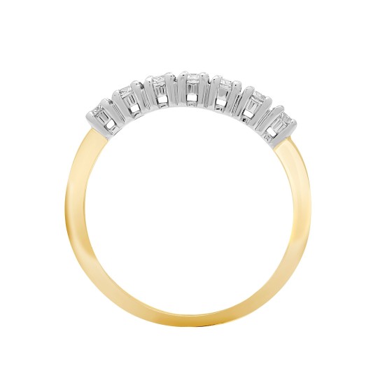 18ct Yellow/White 0.75ct Natural Diamond 7 stone 1/2 ET Ring