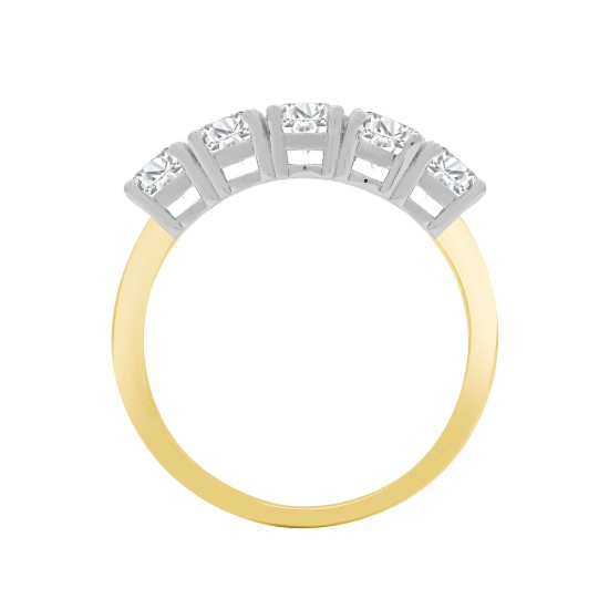 18ct Yellow/White 2.00ct Natural Diamond 5 stone Ring