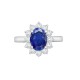 18ct White Gold 0.62ct Natural Diamond Claw-set Cluster Halo Oval Ring - Holds 8x6mm Sapphire 1.25cts
