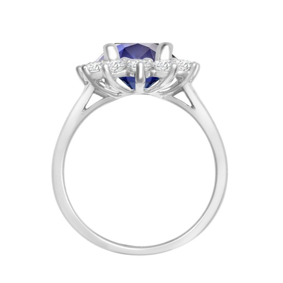 18ct White Gold 0.96ct Natural Diamond Claw-set Cluster Halo Oval Ring - Holds 9x7mm Sapphire 2.00cts