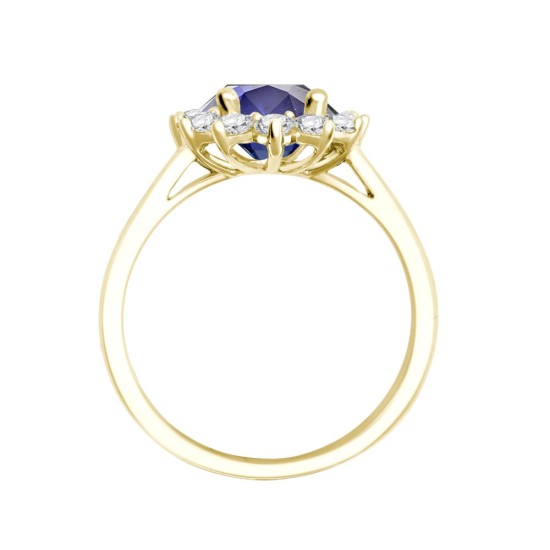 18ct Yellow Gold 0.62ct Natural Diamond Claw-set Cluster Halo Oval Ring - Holds 8x6mm Sapphire 1.25cts