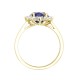 18ct Yellow Gold 0.62ct Natural Diamond Claw-set Cluster Halo Oval Ring - Holds 8x6mm Sapphire 1.25cts