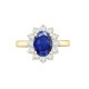 18ct Yellow Gold 0.62ct Natural Diamond Claw-set Cluster Halo Oval Ring - Holds 8x6mm Sapphire 1.25cts