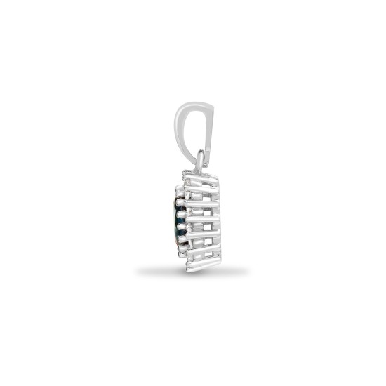 9ct White Gold Natural Diamond And Sapphire Pendant