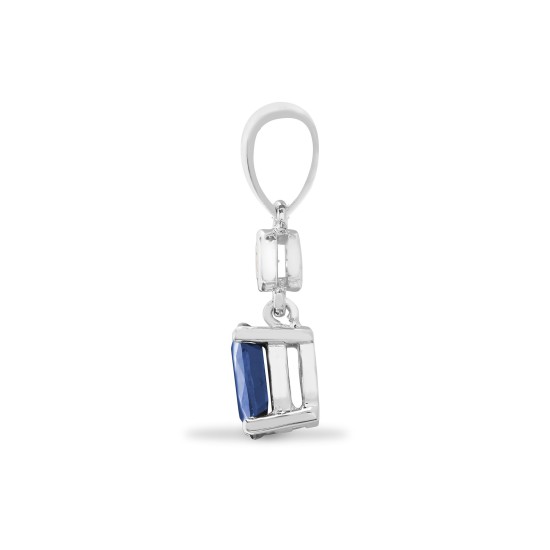 9ct White Dia-4pts Saph-65pts Drop Pendant
