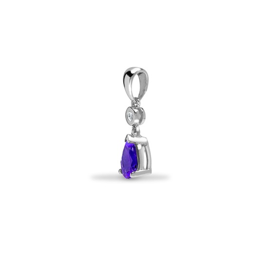 9ct White Dia-4pts Tanz-60pts Drop Pendant