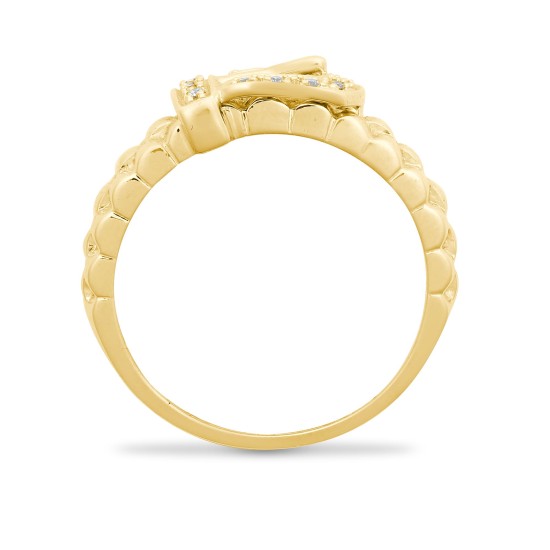 9ct Yellow Gold Natural Diamond Buckle Ring