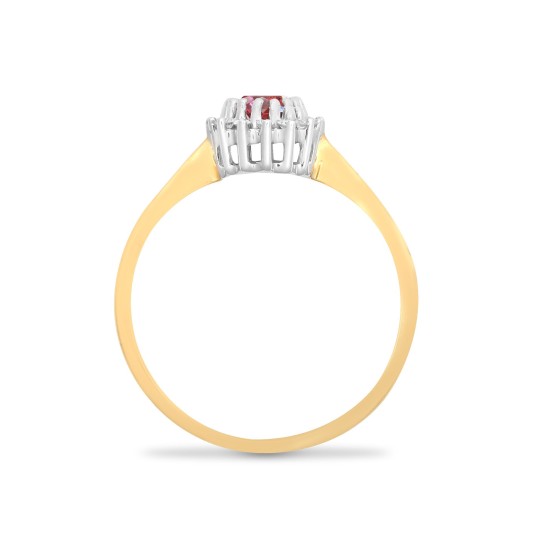 9ct Yellow Gold Natural Diamond 12pts & Ruby 60pts Ring