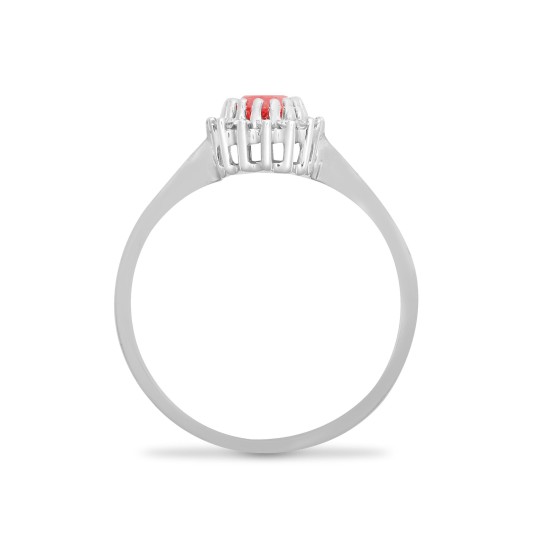 9ct White Gold Natural Diamond 12pts & Ruby 60pts Ring