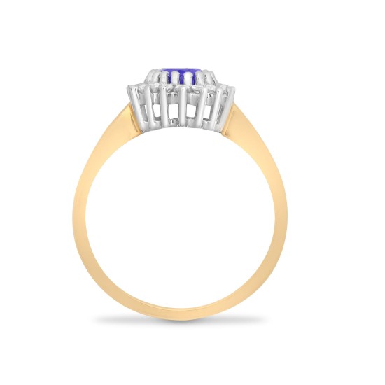 9ct Yellow Gold Natural Diamond 23pts & Tanzanite 73pts Ring