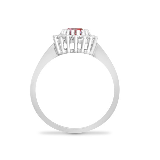 9ct White Gold Natural Diamond 23pts & Ruby 1.10ct Ring