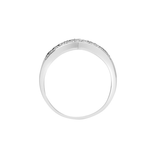 9ct White Gold Natural Diamond And Black Natural Diamond Ring