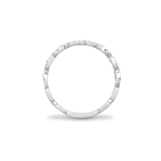 9ct White 2 Row Hearts Ring