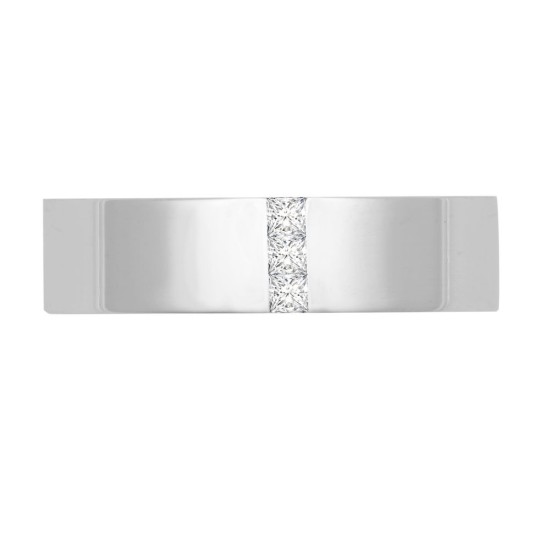 9ct Gold White Natural Diamond Rubover set Wedding Ring