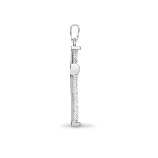 9ct White Gold Natural Diamond Cross