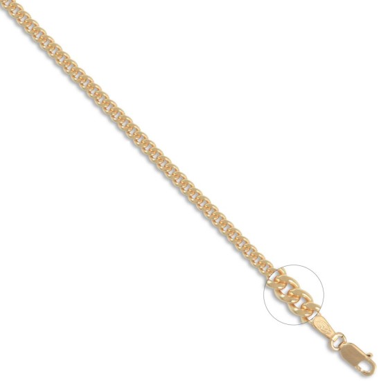 9ct Yellow Gold Diamond Cut Curb 2mm Gauge Pendant Chain