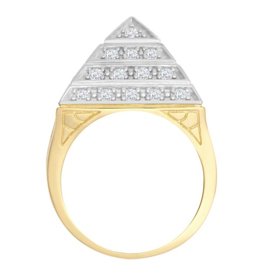 9ct Yellow Gold 1 Ounce CZ Set Pyramid Ring