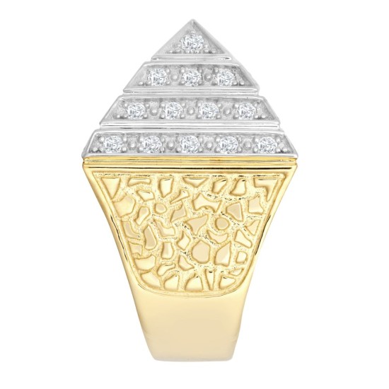 9ct Yellow Gold 1.5 Ounce CZ Set Pyramid Ring