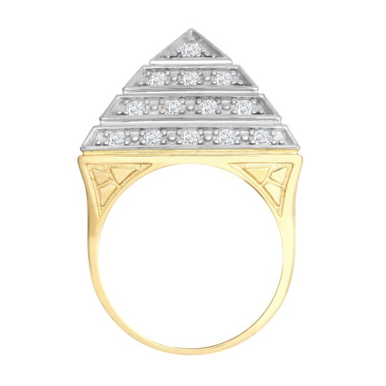 9ct Yellow Gold 1.5 Ounce CZ Set Pyramid Ring