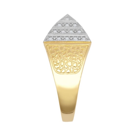 9ct Yellow Gold CZ Set Pyramid Ring