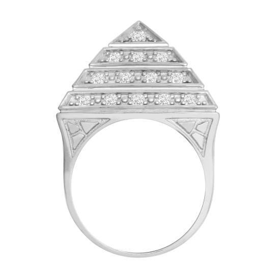 925 Silver CZ Set Pyramid Ring